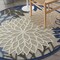 Homeroots 4 ft. Round Blue Large Floral Indoor & Outdoor Area Rug 384819 - alternate 3